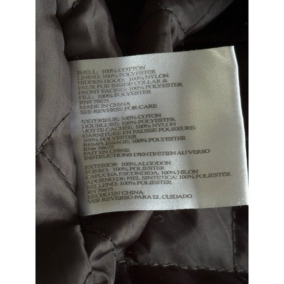 Michael Kors Womens Brown Quilted Jacket Fleece Edge Accent Hidden-Hood Size M - Picture 9 of 10